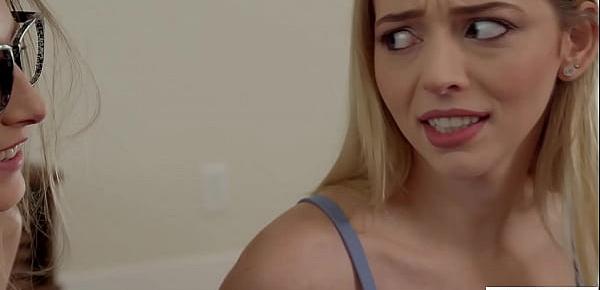  Two petite teens Lily Larimar practicing on guys hard dick and they liked it